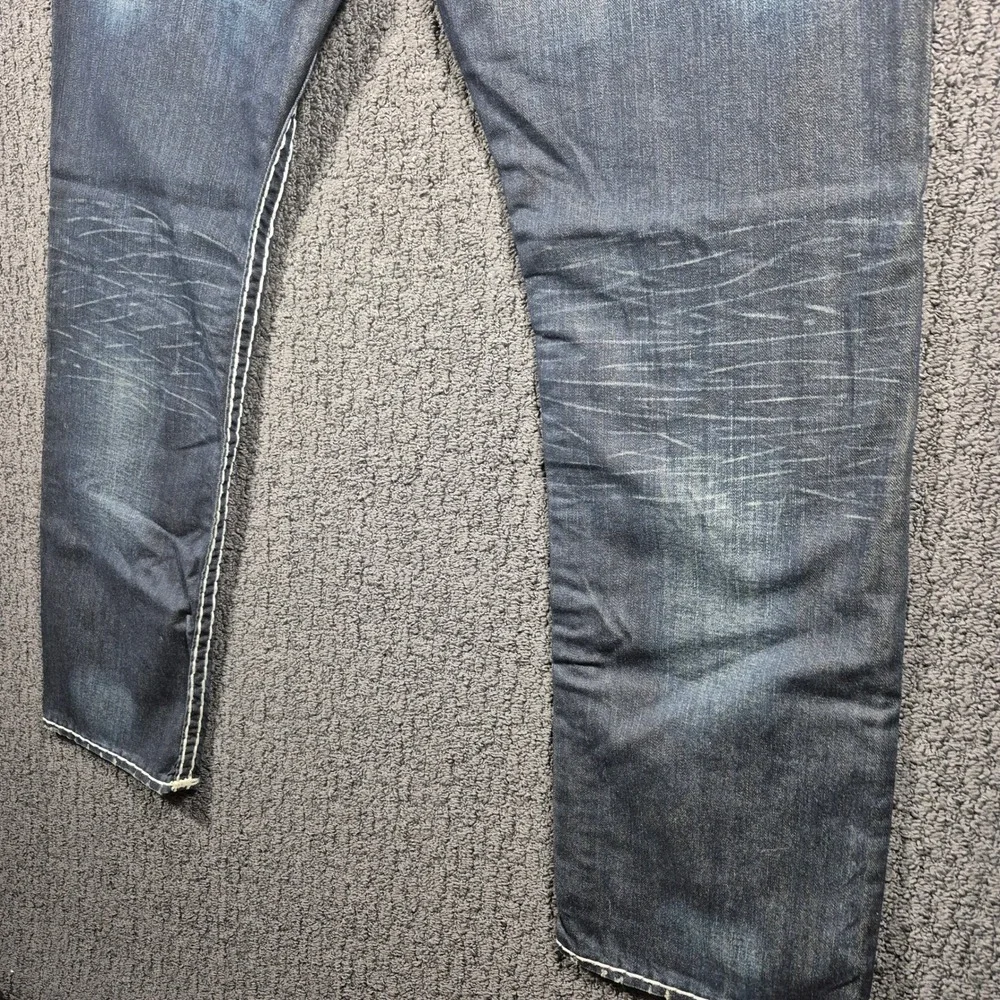 True Religion Ricky Super T Jeans Mens 42 Dark Wash Distressed Straight Leg Y2K